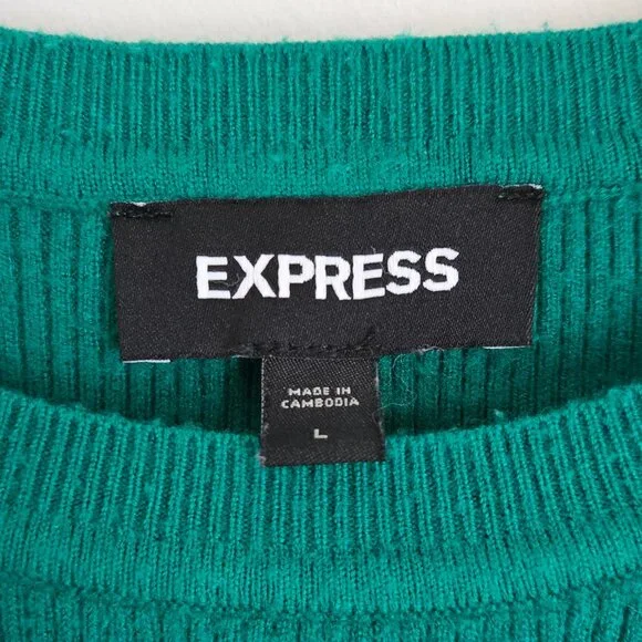 EXPRESS Ruffle Sleeve Crew Neck Sweater Size L - Picture 2 of 4